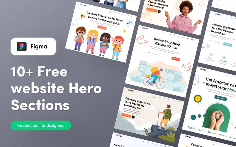 10+ Freebie Hero Sections Figma Web Ui Kit