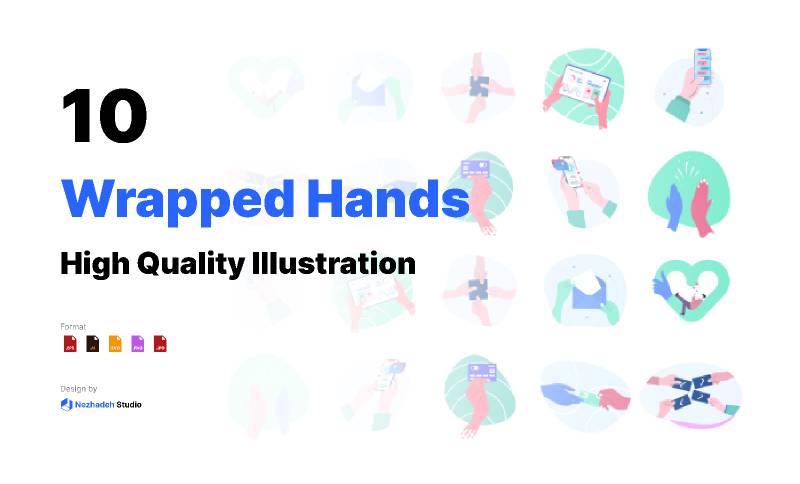 10 Wrapped Hands illustrations figma illustration