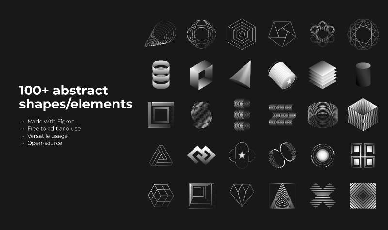 100+ abstract shapes Figma elements