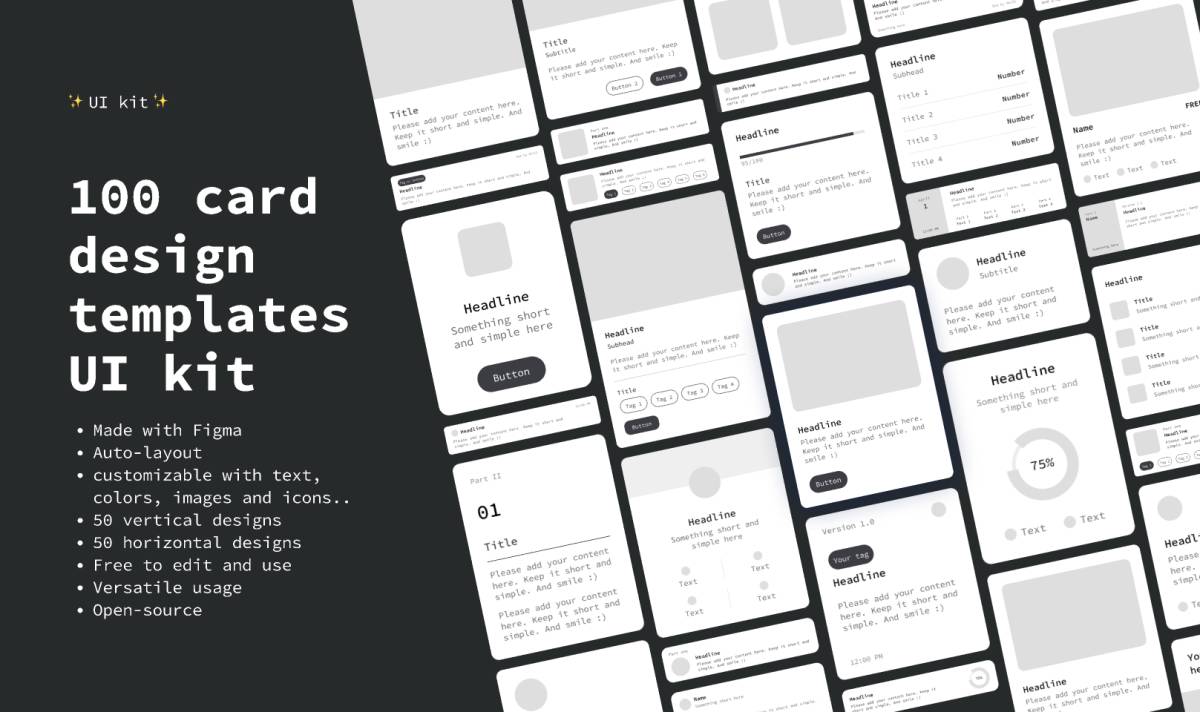 100 card design templates Figma UI kit