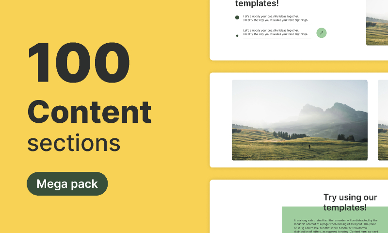 100 Content Sections Mega Pack Figma UI Kit