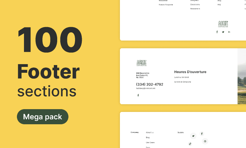 100 Footer Sections - Mega pack Figma UI Kit