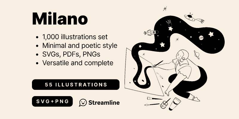 1,000 Free Illustrations - Milano Figma Template