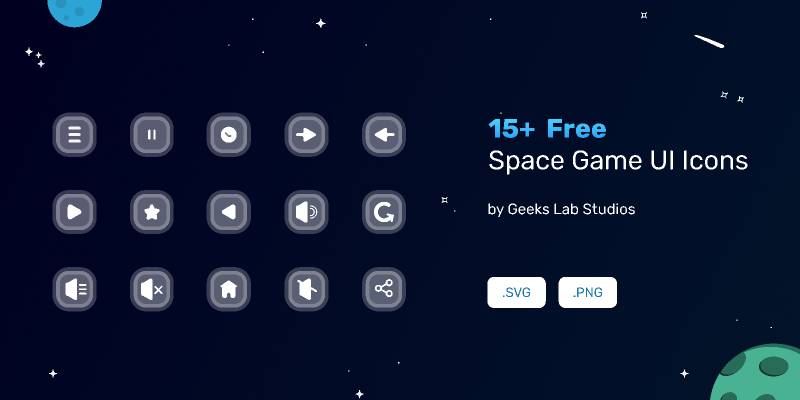 15+ Free Space Game UI Icons figma