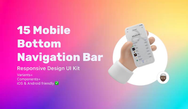 15 Mobile Bottom Navigation Bar - Free Figma UI Kit