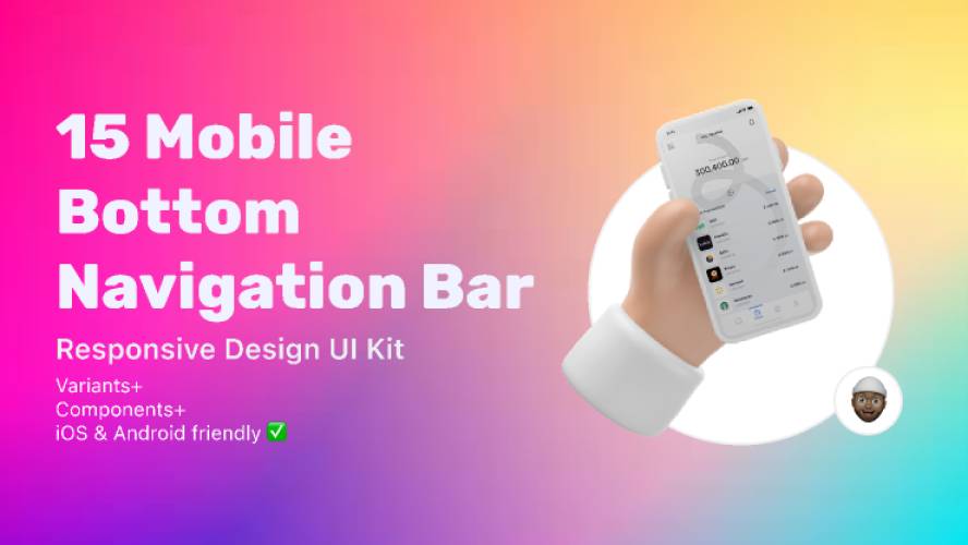 15 Mobile Bottom Navigation Bar - Free Figma UI Kit