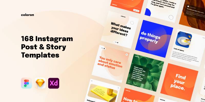 168 Creative Instagram Post & Storie Figma Templates