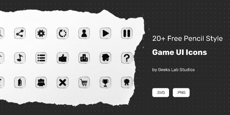 20+ Free Pencil Style Game UI Icons figma