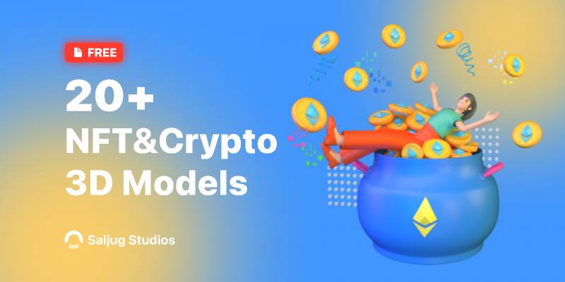 20+ NFT&Crypto 3D Models Figma Template