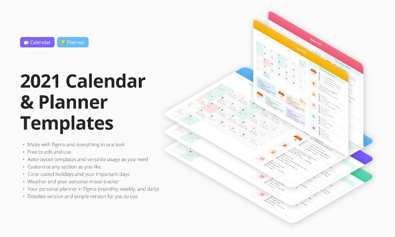 2021 Calendar and Planner Figma Template