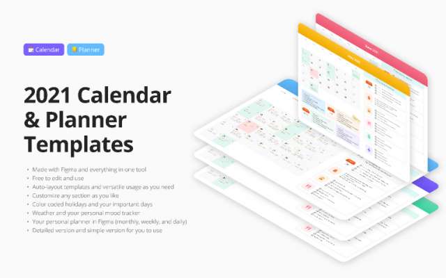 2021 Calendar and Planner Figma Template