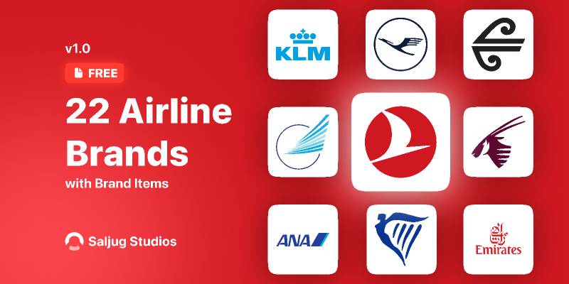 22 Airline Brands with Brand Items Figma Template