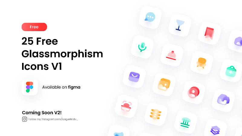 25 Icons Free Glassmorphism Figma Template