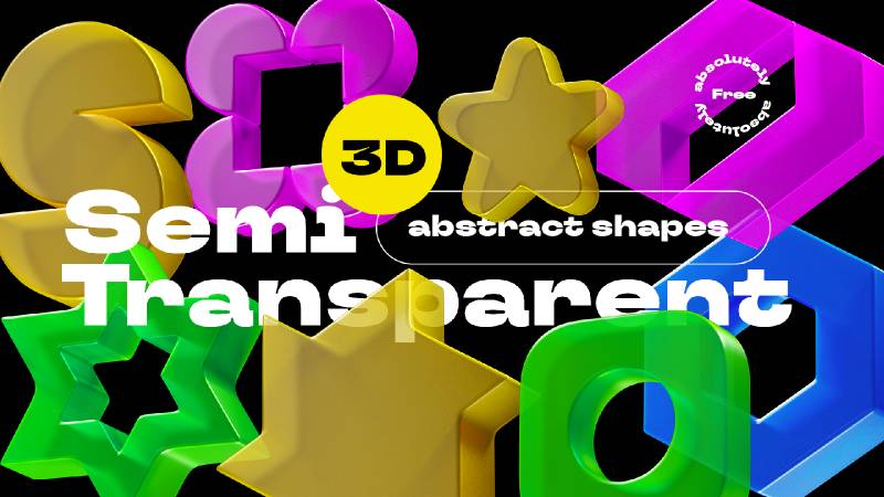 3d abstract semitransparent shapes figma template