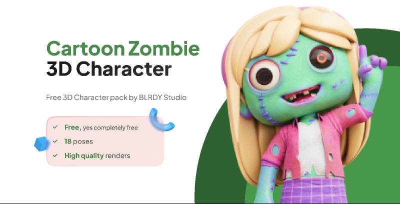 3D Female Cartoon Zombie Figma Free Download