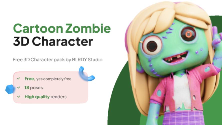 3D Female Cartoon Zombie Figma Free Download