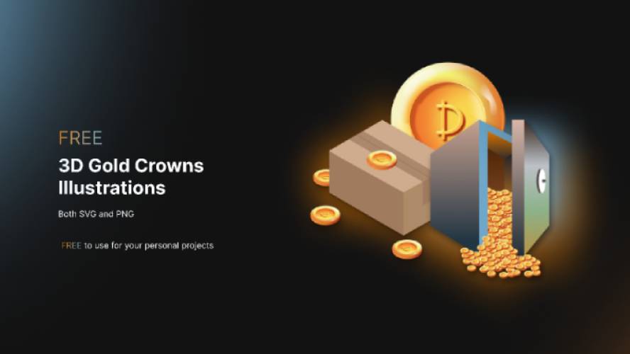 3D Gold Crowns Illustrations figma template