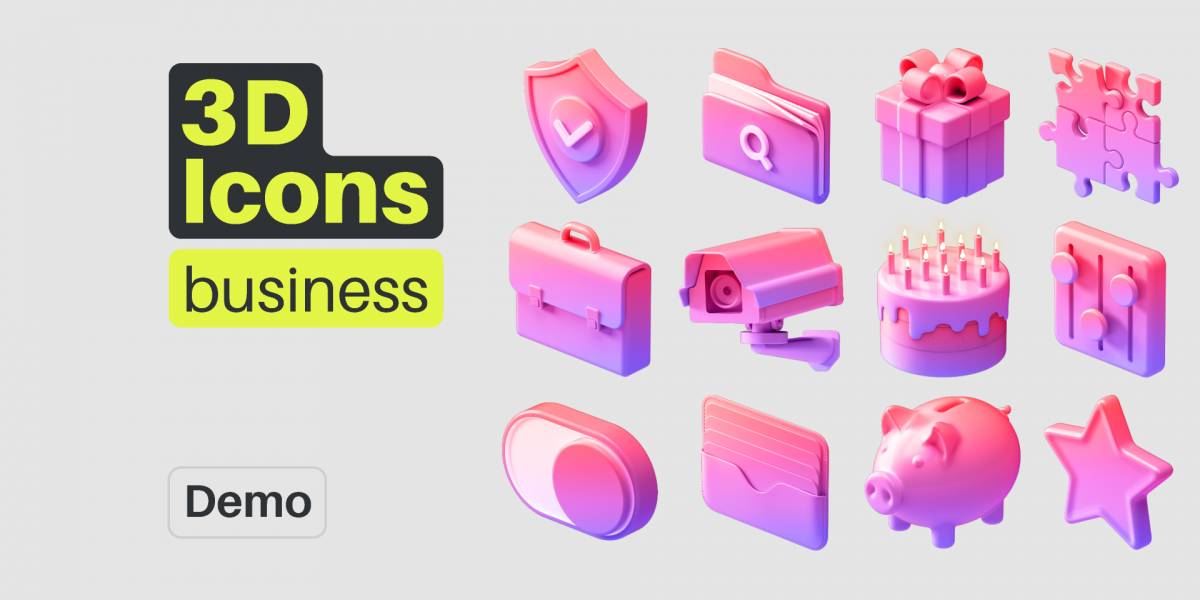 3D Icons Pack - Business (Figma template)