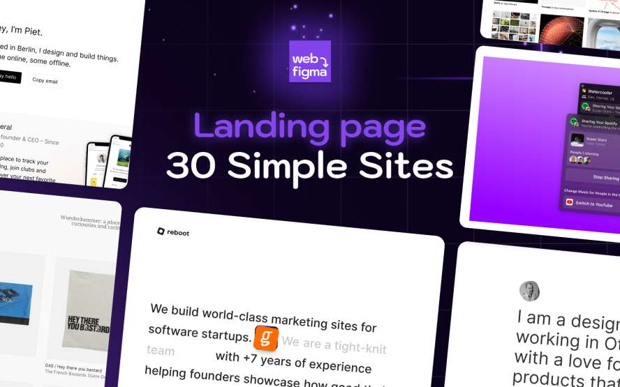 30 Dead simple websites — Landing Page UI — Web to Figma