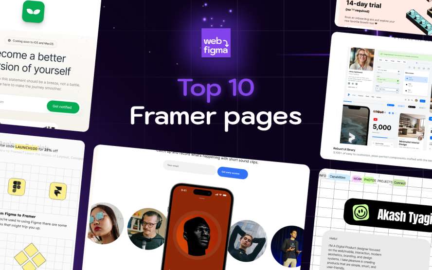 10 Framer websites — Landing Page UI — Web to Figma