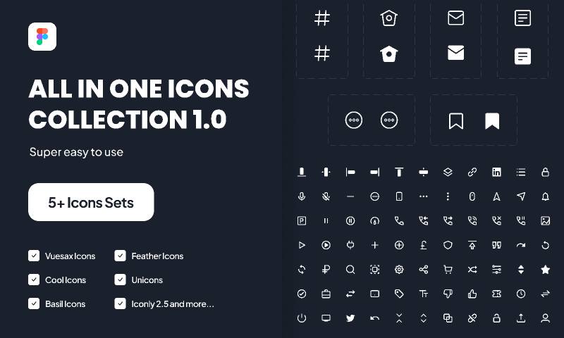 5+ Icon Set Collections with 1000+ icons Figma Free Resource