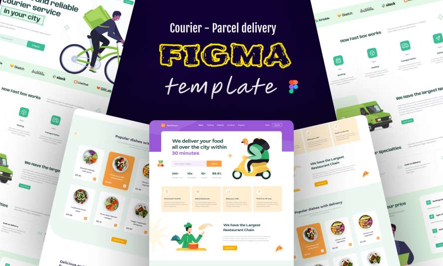 Courier or Food Delivery or parcel delivery websitefigma template