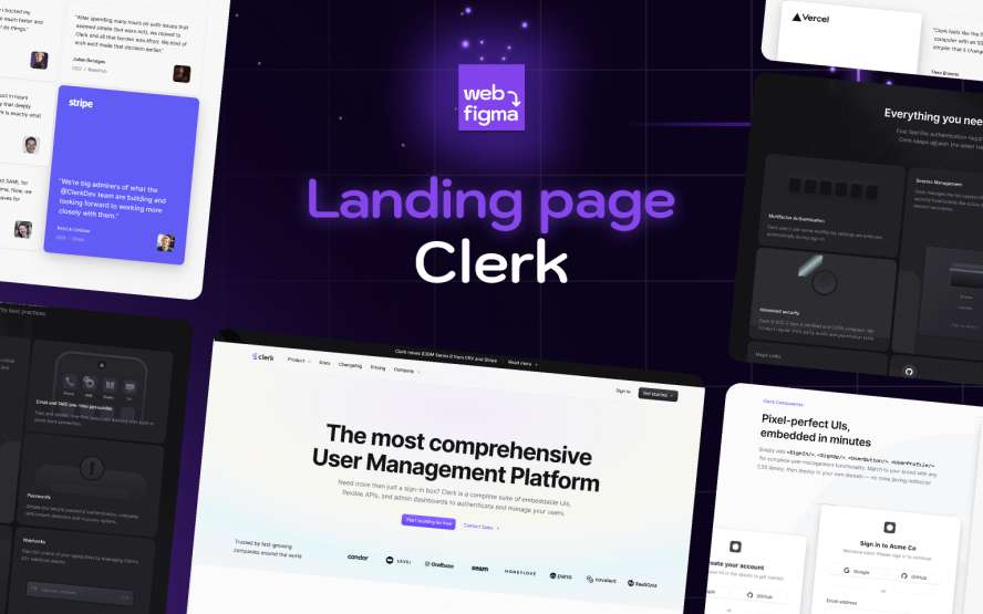 Clerk — Landing Page UI — Web to Figma