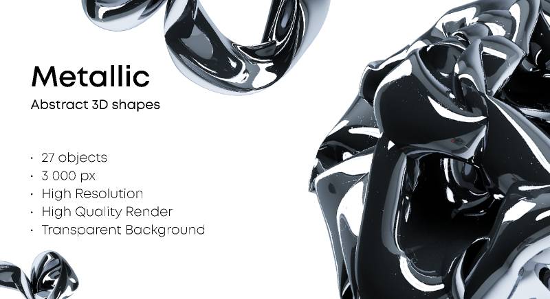 Abstract 3D shapes (metallic) figma template