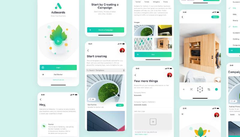 Adborads digital billboard figma mobile ui kit