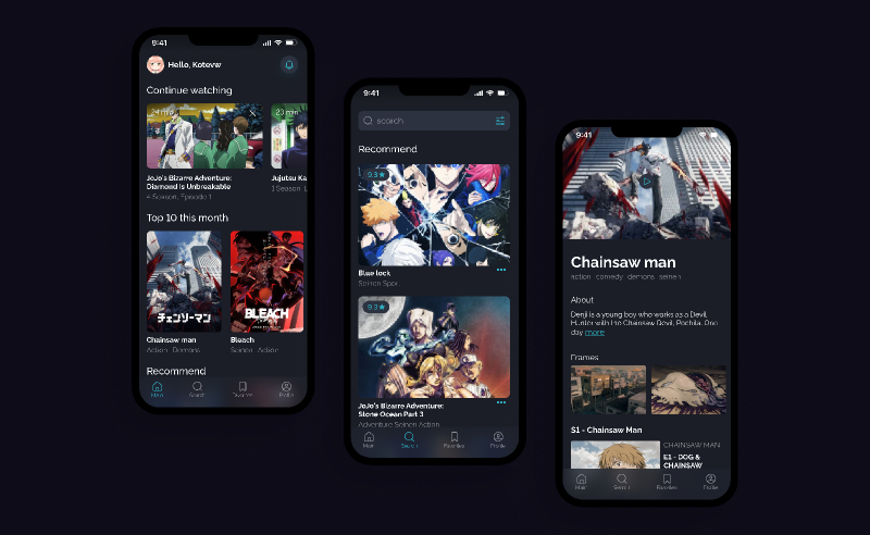 Anime streaming app figma template