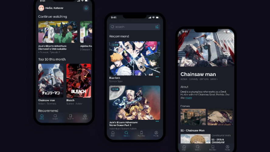 Anime streaming app figma template
