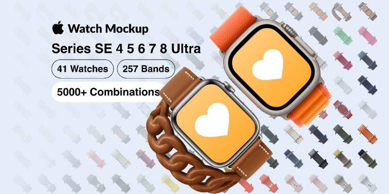 Apple Watch Mockup Series SE, 4, 5, 6, 7, 8, & Ultra Figma Ui Kit