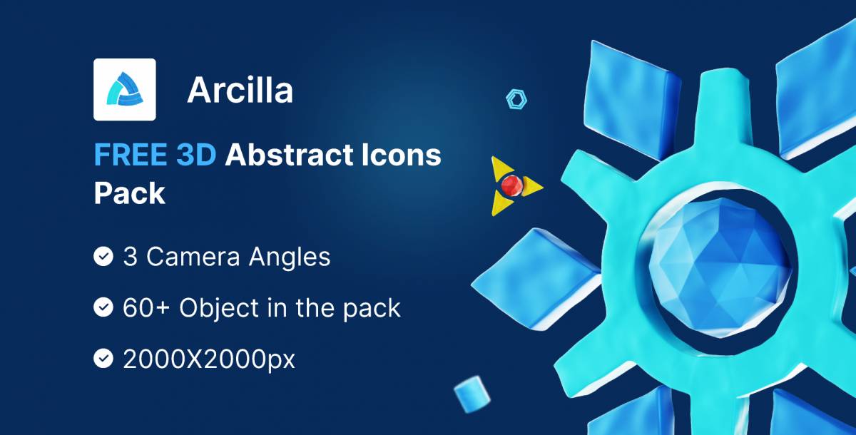 [Arcilla] Free Abstract Objects 3D Icon Pack Figma Template