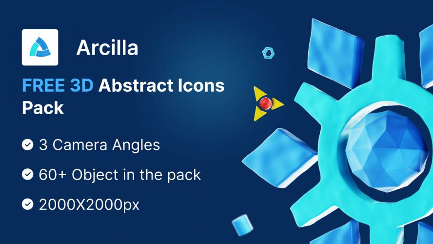 [Arcilla] Free Abstract Objects 3D Icon Pack Figma Template