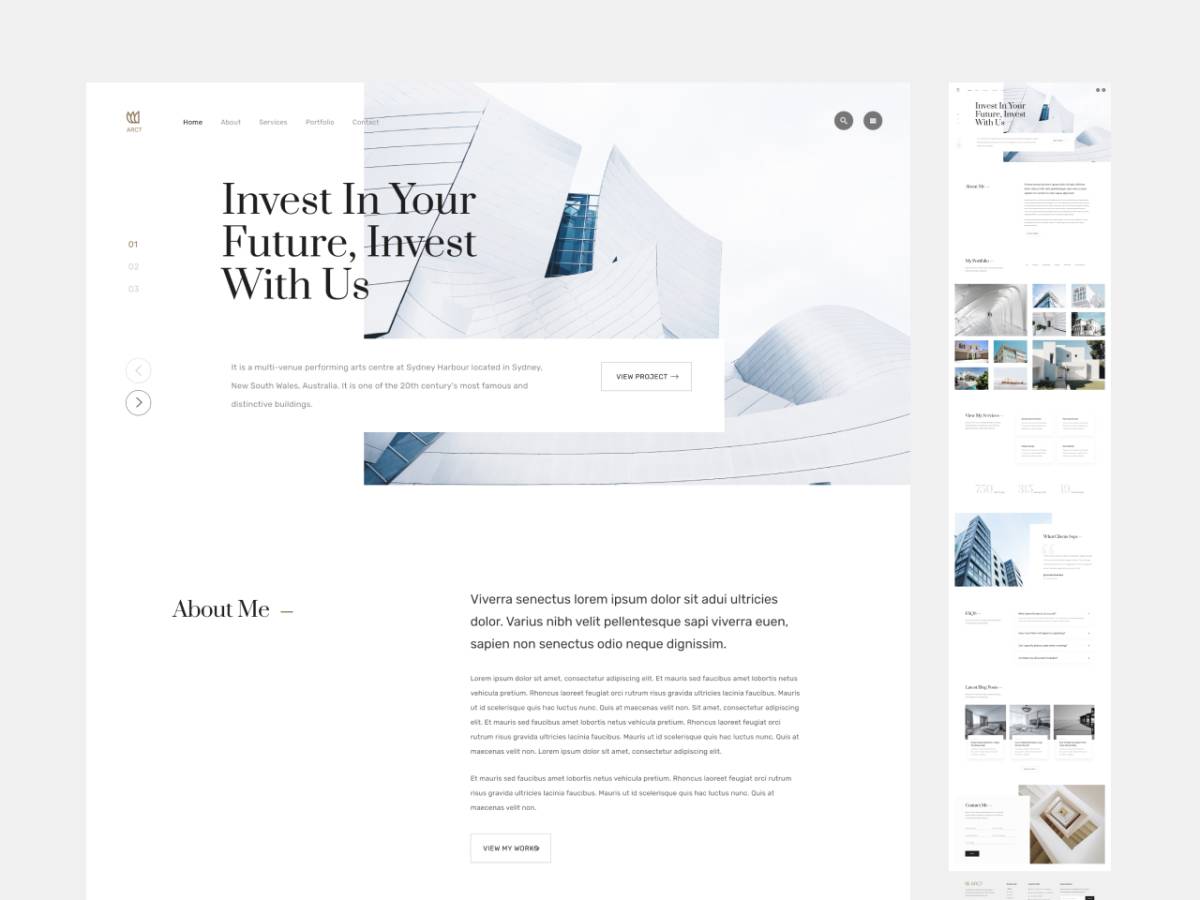 Arct – Free Creative Portfolio Figma Template for Architect