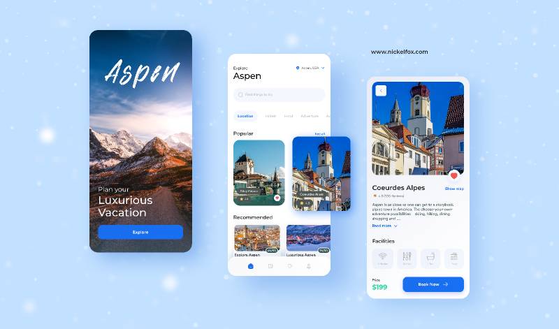 Aspen Travel App Exploration Figma Mobile App Design