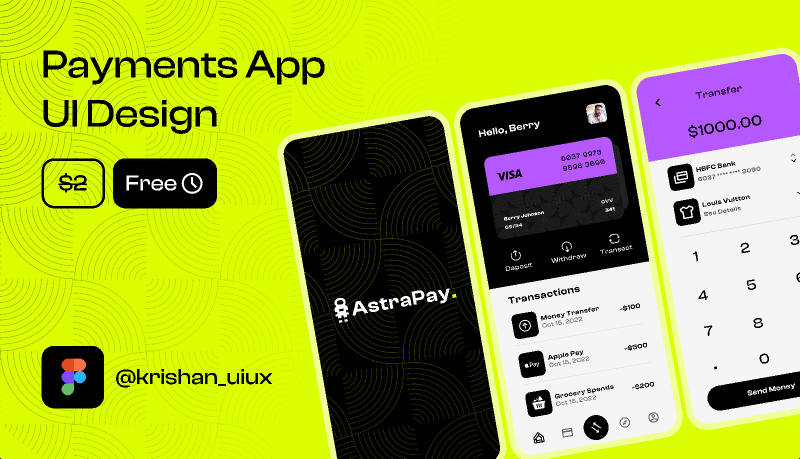 AstraPay Payments App UI Design