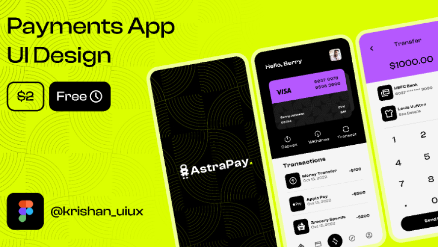 AstraPay Payments App UI Design