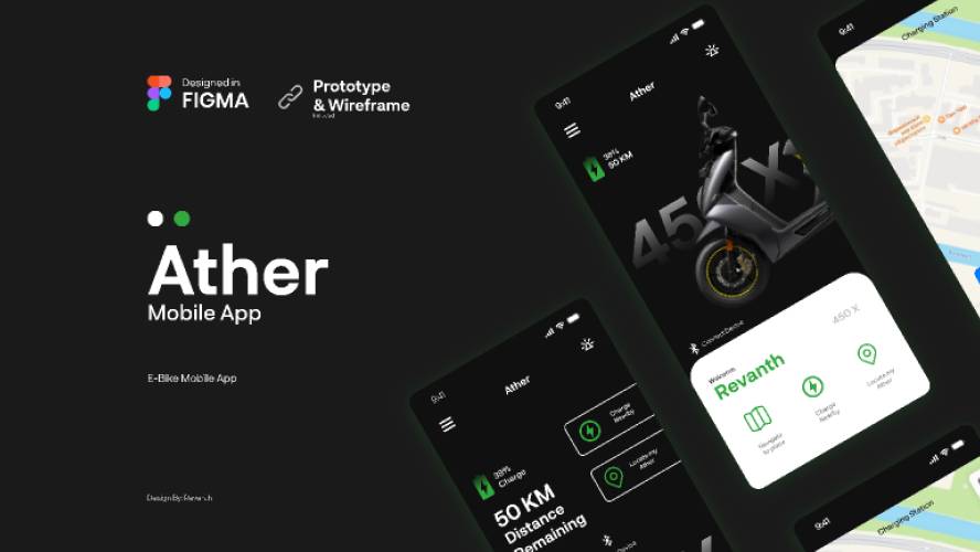 Ather App - eBike Application Figma Mobile Template