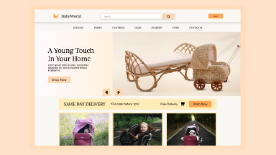 Baby Infant ecommerce landing page Website Template