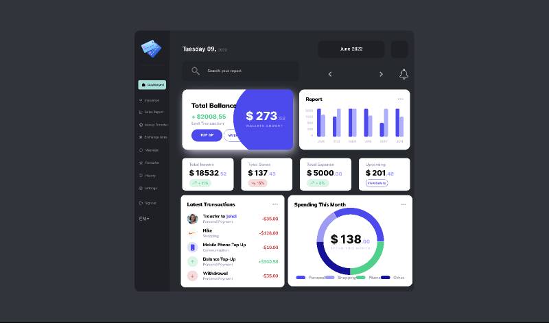 Bank Account Figma Admin Dashboard Template