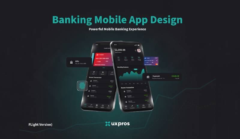 Banking App Dark Version Figma Mobile Website Template