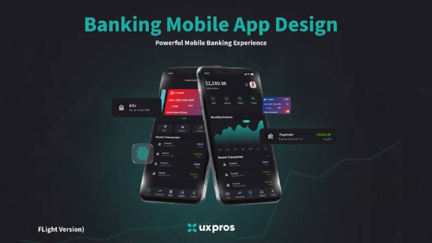 Banking App Dark Version Figma Mobile Website Template