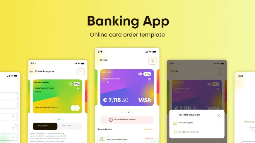 Banking Mobile App Template Online Card Order
