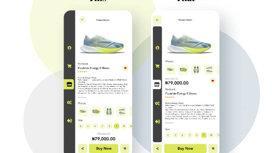 Bata / Shoe Product page - sidebar menu figma design
