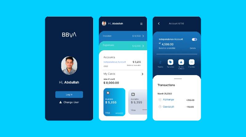 BBVA Wallet Management app figma mobile template