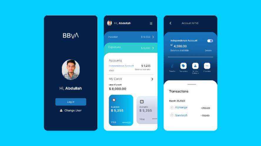 BBVA Wallet Management app figma mobile template