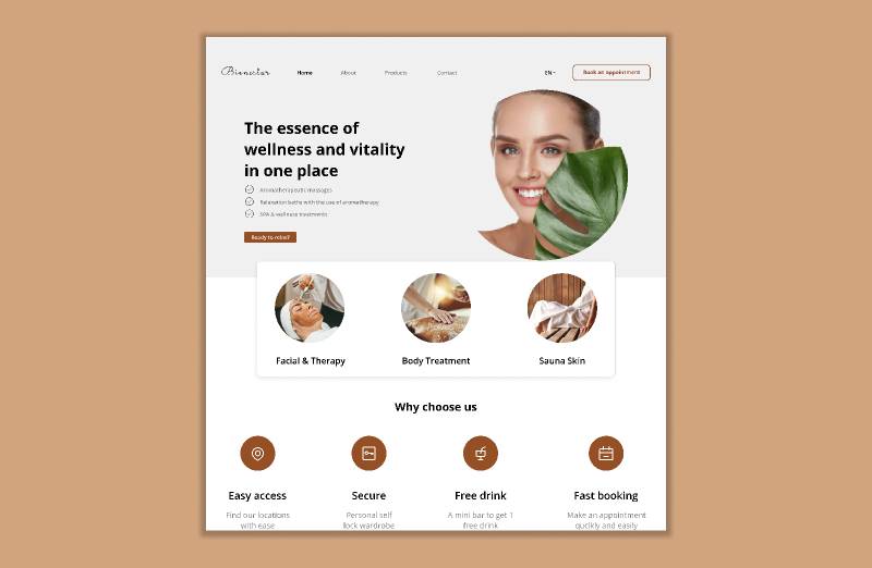 Beauty Spa and skincare website - Figma Website Template
