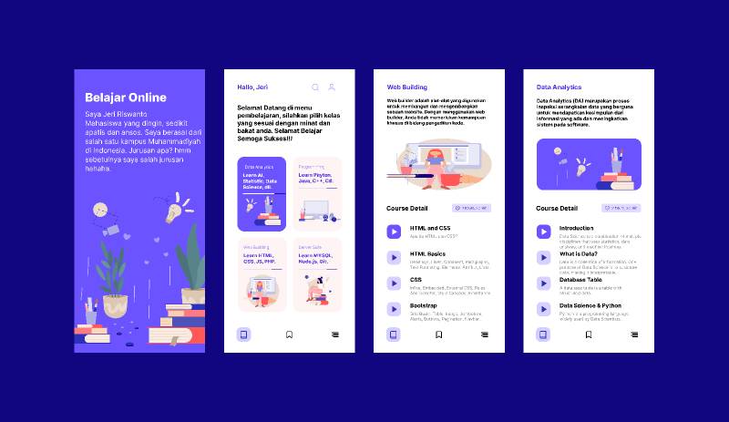 belajar online app figma mobile ui kit