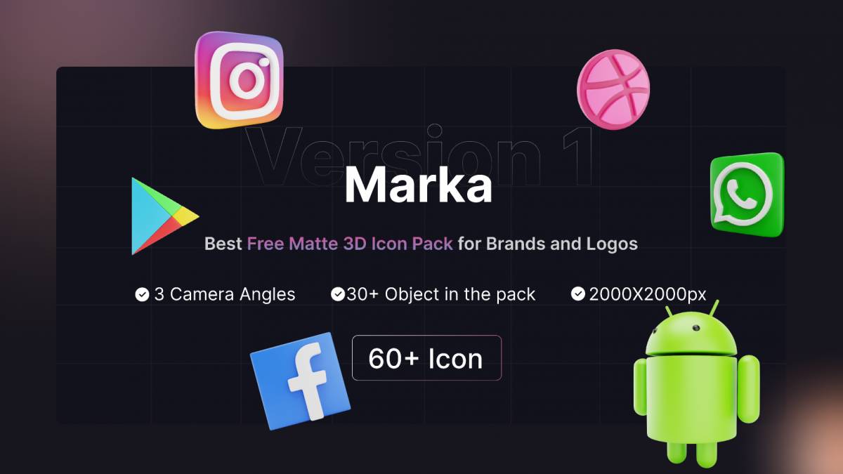 Best Free 3D Icon Pack for Brands and Logos Figma Template
